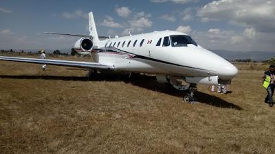 SE DESPISTA AERONAVE PRIVADA EN EL AEROPUERTO INTERNACIONAL DE TOLUCA
