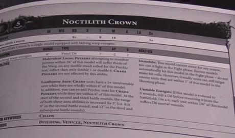 Reglas del Noctilith Crown y algunas filtraciones mas del nuevo codex MEC