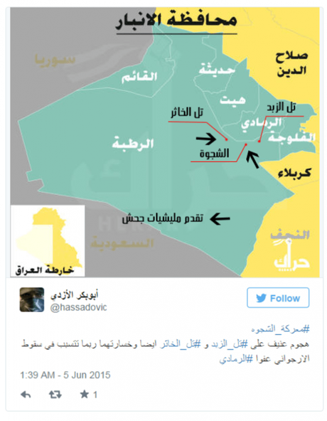 Ejemplo de Fake New: el día que un usuario de Twitter creó una batalla falsa del Estado Islámico.