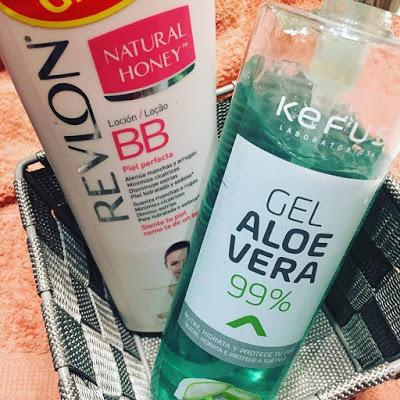 Viernes de Spa, al completo revlon, natural honey, loción corporal, gel de aloe vera, kefus,