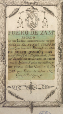 El Fuero (original) de Zamora y la aljama hebrea de la ciudad