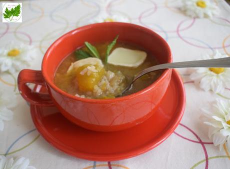 Sopa de Arroz y Calabaza con Queso