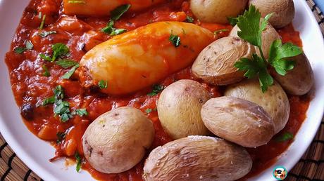 Calamares en salsa de zanahoria