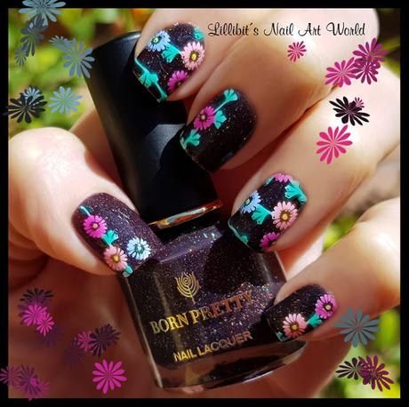 Esmalte térmico-holográfico de Born Pretty Store con flores Esmalte térmico-holográfico de Born Pretty Store con flores