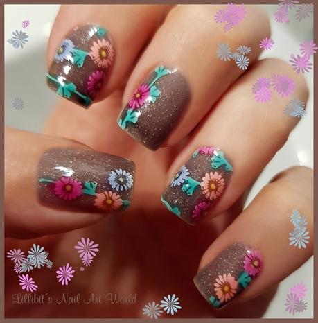 Esmalte térmico-holográfico de Born Pretty Store con flores Esmalte térmico-holográfico de Born Pretty Store con flores