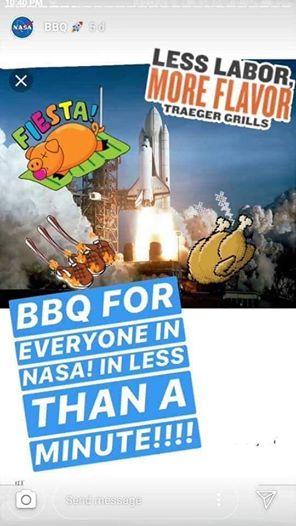 ¿Como acabas con el hambre? con un asador y un transbordador espacial