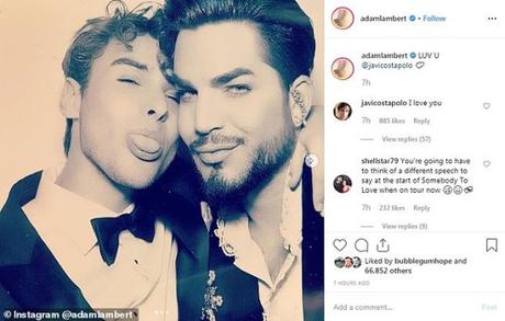 Adam Lambert confirma su noviazgo con Javi Costa Polo.