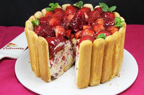 Charlota de fresas corte Thermomix