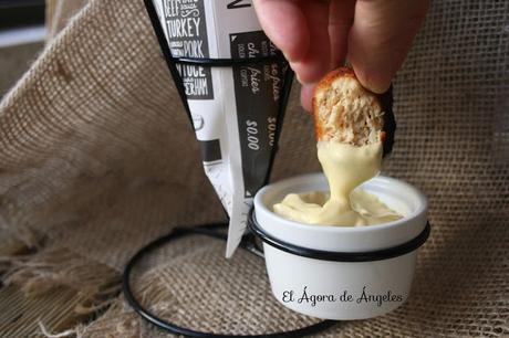 Bocaditos de pollo con salsa mayonesa picante El Ágora de Ángeles bocaditos de pollo, salsa mayonesa picante