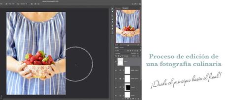 Proceso de edición de una fotografía culinaria