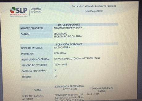 El extraño titulo universitario del Secretario de Cultura de SLP El extraño titulo universitario del Secretario de Cultura de SLP