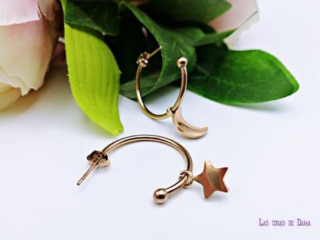 Pendientes de Aro Luna y Estrella en Oro Rosa Happiness Boutique tendencias joyería jewelry moda descuento accesorios