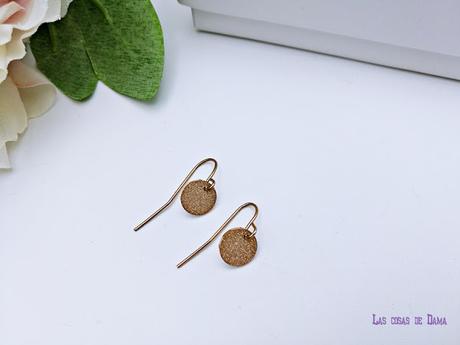 Pendientes de Círculo Pequeño con Purpurina en Oro Rosa Happiness Boutique tendencias joyería jewelry moda descuento accesorios