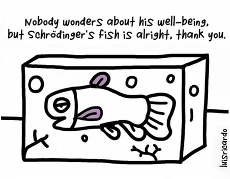 Cartoon about Schrödinger's Fish by Luis Ricardo