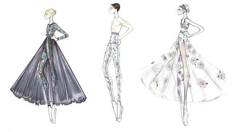 Costumes Dior for the 'Nuit Blanche' performance at the Opera House.