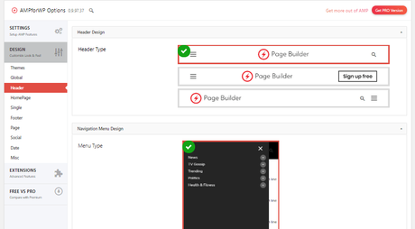 Configuración de Header AMP