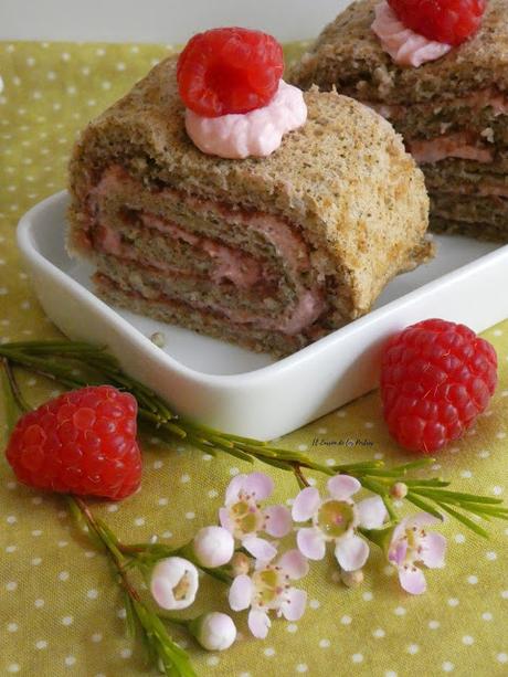 Brazo de Gitano de Té Matcha, Frambuesa y Queso Brazo de Gitano de Té Matcha, Frambuesa y Queso