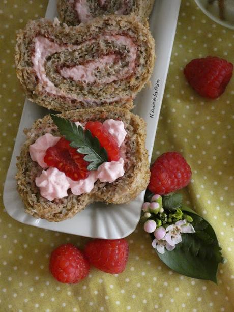 Brazo de Gitano de Té Matcha, Frambuesa y Queso Brazo de Gitano de Té Matcha, Frambuesa y Queso
