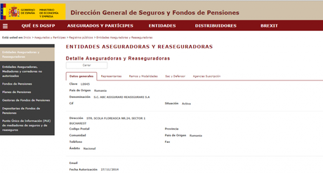 SITUACIÓN ANORMAL EN EL MERCADO ASEGURADOR: ABC ASIGURARI REASIGURARI datos de la dirección general de seguros