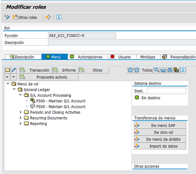 Como ver los nombres técnicos de las transacciones de un Rol en SAP