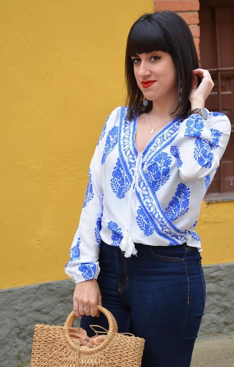 Top cruzado de estilo boho
