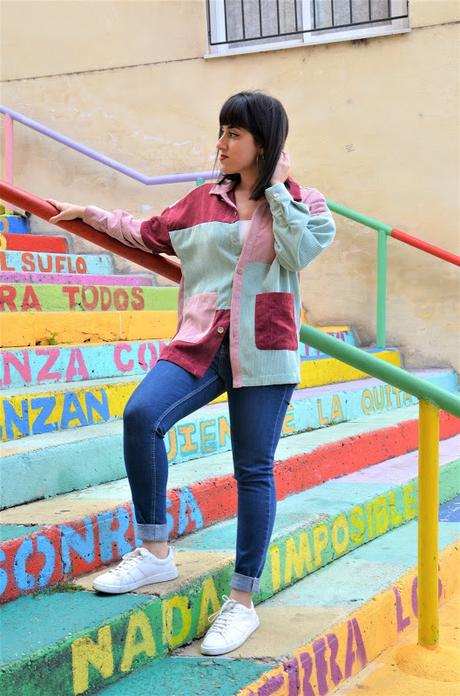 Chaqueta multicolor de pana