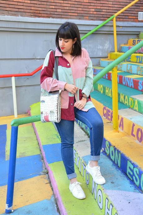 Chaqueta multicolor de pana