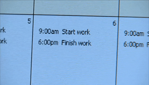 start work finish work schedule calendar