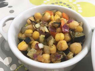 Garbanzos rehogados con berenjena