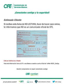 FALSOS LOS “AVISOS DE NO LECTURA”: CFE