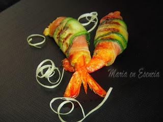 Langostino marinado con bufanda de jamón ibérico y calabacín!! Langostino marinado con bufanda de jamón ibérico y calabacín!!