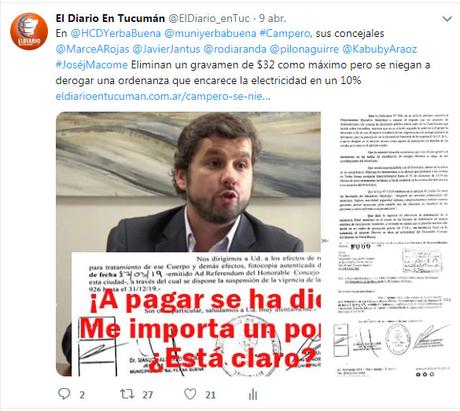 Yerba Buena: Marcelo Rojas  “sacado” por una nota que expone la tasa que eleva en un 10% la factura de la EDET
