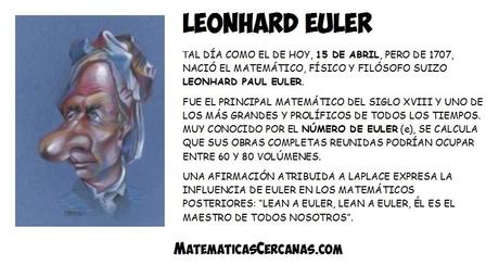 Leonhard Euler, el mayor matemático del Siglo XVIII, nació un 15 de abril Leonhard Euler, el mayor matemático del Siglo XVIII, nació un 15 de abril