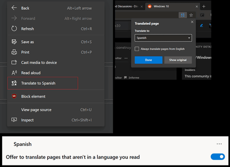 Edge Chromium obtendrá Microsoft Translator a finales de este mes