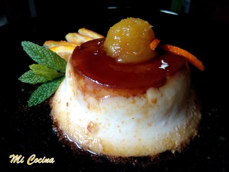 FLAN DE NARANJA CON AROMA DE AGUA DE AZAHAR Y MERMELADA DE NARANJA