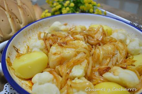 Bacalao con patatas y coliflor