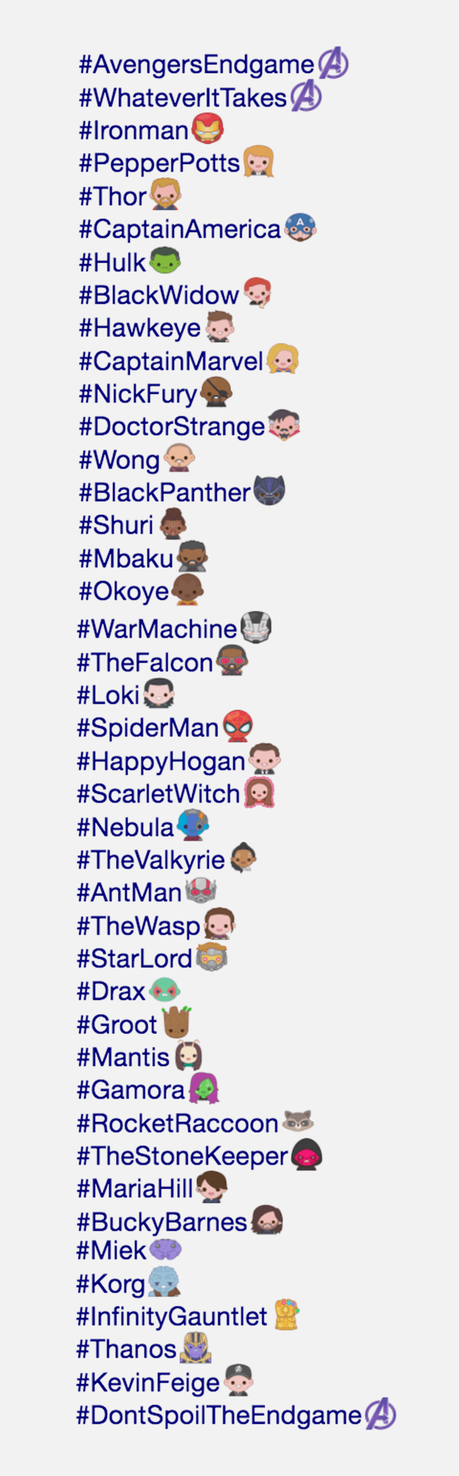 Twitter lanza una colección de 40 emojis con los personajes de “Avengers: Endgame”