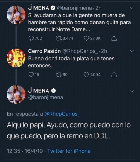 Fuertes criticas a Jimena Barón por su viaje a Disney y sus dichos sobre el incendio de Notre Dame. (Twitter)