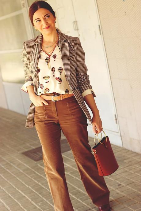 Pantalón de pana+blazer de cuadros