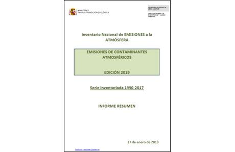 España: Inventario Nacional de Emisiones de Contaminantes Atmosféricos (Edición 2019)
