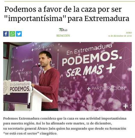 PODEMOS Extremadura defiende la caza