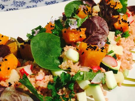 Ensalada de cuscús y calabaza asada al tandori