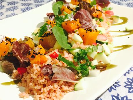 Ensalada de cuscús y calabaza asada al tandori