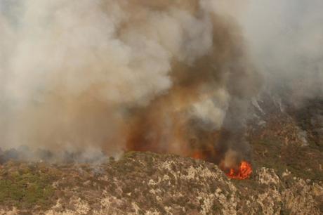 Fuertes vientos complican apagar incendio en la Sierra de San Miguelito