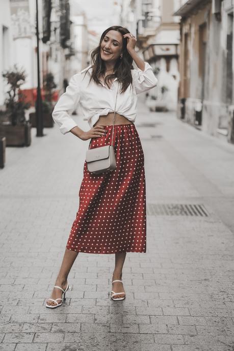 POLKA DOTS MIDI SKIRT: PIN UP