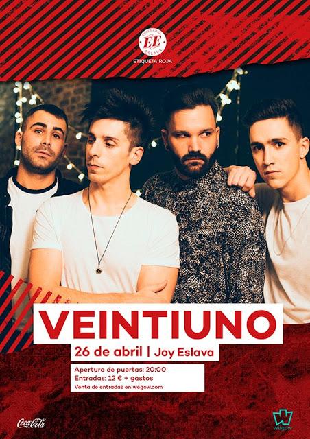 Sorteo de entradas para el concierto de Veintiuno en Joy Eslava
