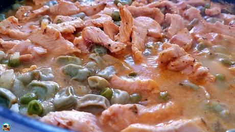 Tiras de pechugas de pollo con habas