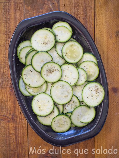 Salmón al horno con calabacín