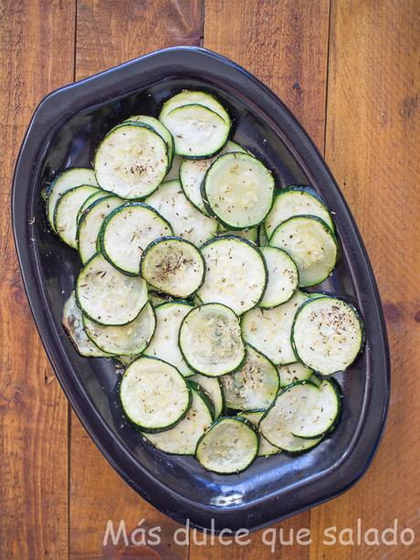 Salmón al horno con calabacín