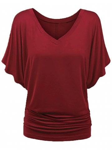 Ruched Batwing Sleeve T-shirt